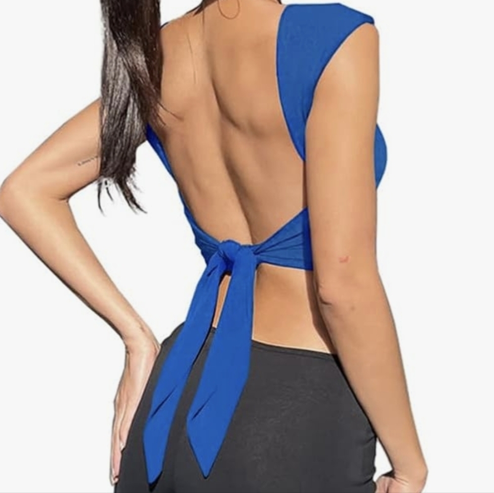Backless Y2K Tie Crop Top
